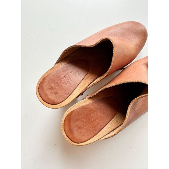 BOSABO Brown Leather Studded Wood Platform Heeled Clogs, Size 37 - Picture 3 of 15